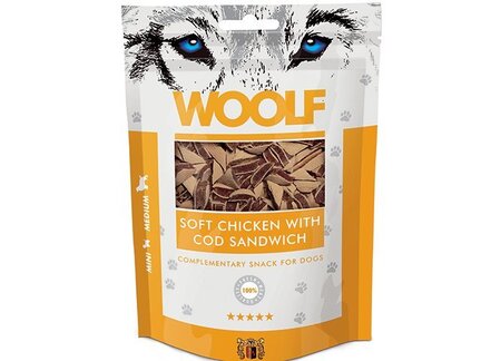 Woolf Soft chicken with cod sandwich - 100g