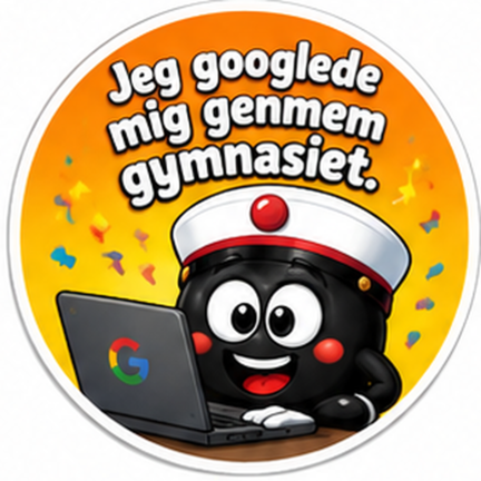 Sjovt studenter sukkerprint med teksten Jeg googlede mig gennem gymnasiet til cupcakes, cookies og studenterkager