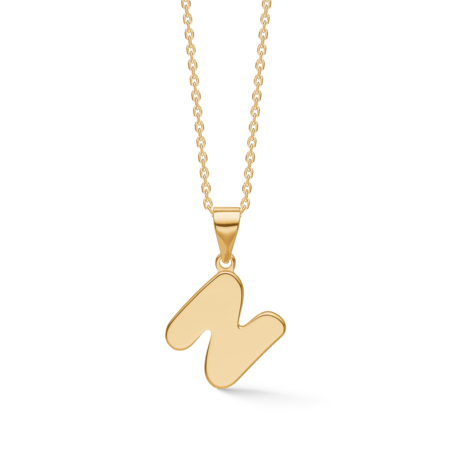 Letters N necklace made of 925 pure sterling silver plated with 18 karat gold plating.