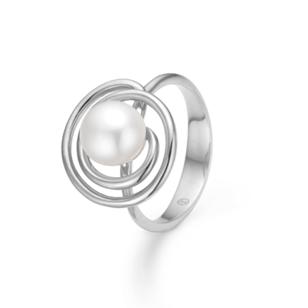 SWIRL W PEARL sølv ring med perle | Mads Z