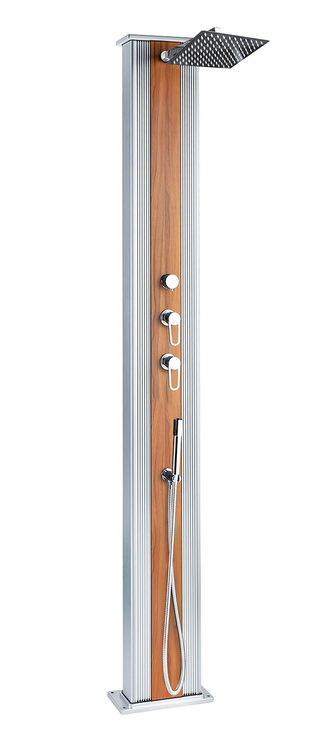 Formidra HYBRIDE DADA STRAIGHT Solardusche aus Aluminium – 40 Liter - Stahl / Holz