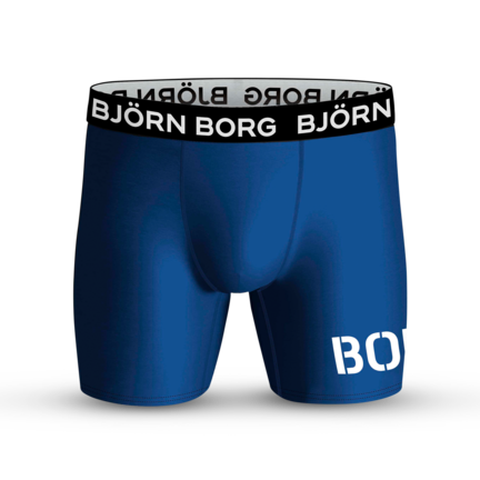 Forfrisk din stil med Björn Borg Performance Boxershorts i blå. Mellemhøj talje, Hydro Pro-materiale og ikonisk 3,5 cm logo ved taljen for komfortabel og moderne udstråling.