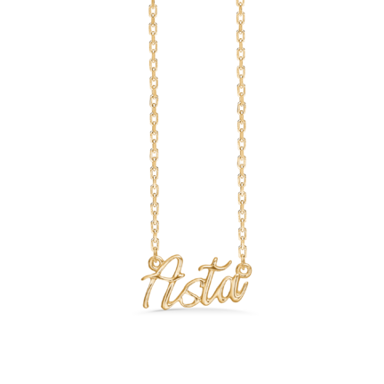 Name Tag Necklace Asta - necklace with name - name necklace in gold plated sterling silver