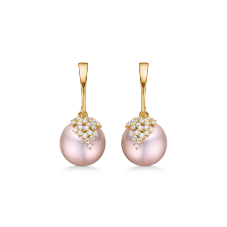 CHLOÉ øreringe i 14 karat guld med 0,39 ct. brillanter W.SI og rosa kulturperle.