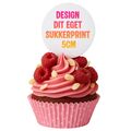 Design selv sukkerprint 5 cm (15 stk) – personlige runde sukkerprint til cupcakes, muffins og småkager.