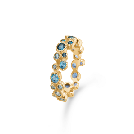 LUXURY RAINBOW BLUE ring in 14 karat gold | Danish design by Mads Z