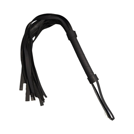 Let Blød Flogger 48 cm – sort flogger med bløde frynser og skridsikkert håndtag.
