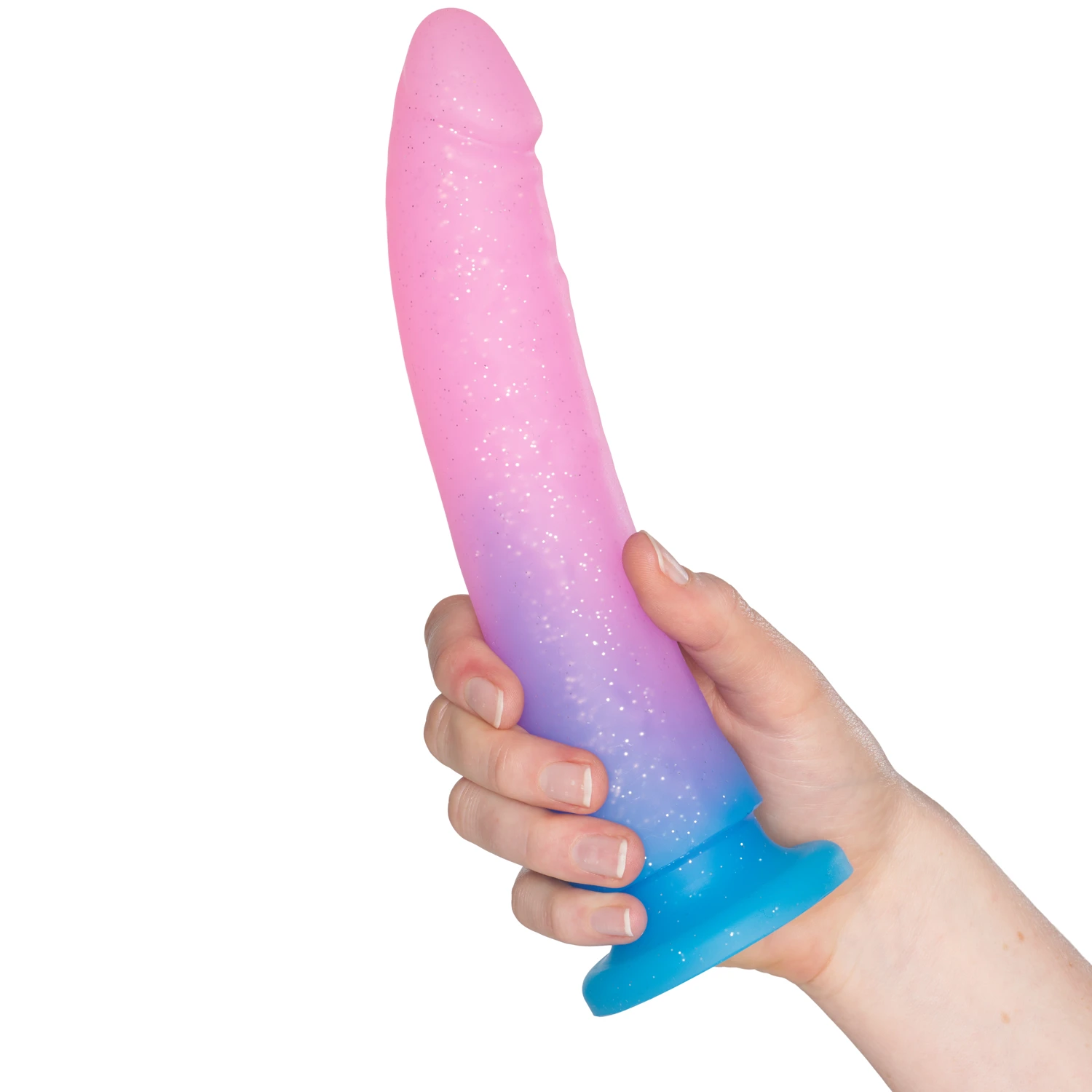 Baseks Gradient Glitter Large Blå Dildo 22,5 cm