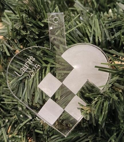 Flethjerte med navn - julehjerte i akryl