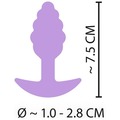 Emballage til Cuties Mini Butt Plug med illustration af den lilla buttplug i soft touch-silikone.