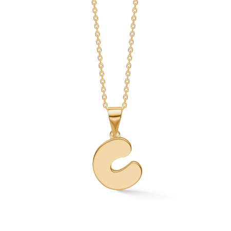 Letters C necklace made of 925 pure sterling silver plated with 18 karat gold plating.
