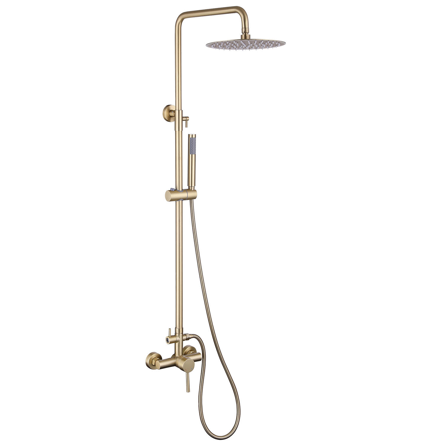 Exklusive Wand-Außendusche mit elegantem Design, großem Regenduschkopf und Handbrause – Messing
