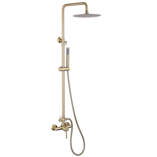 Eksklusiv væghængt udendørsbruser med elegant design, stor regnbruser og håndbruser Messing