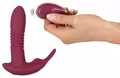 Rød JAVIDA RC Hands-free 3 Function Vibrator med skaft og klitorisstimulator.