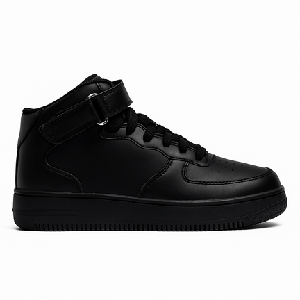 Sort sneakerstøvle med velcrolukning og kraftig sål
