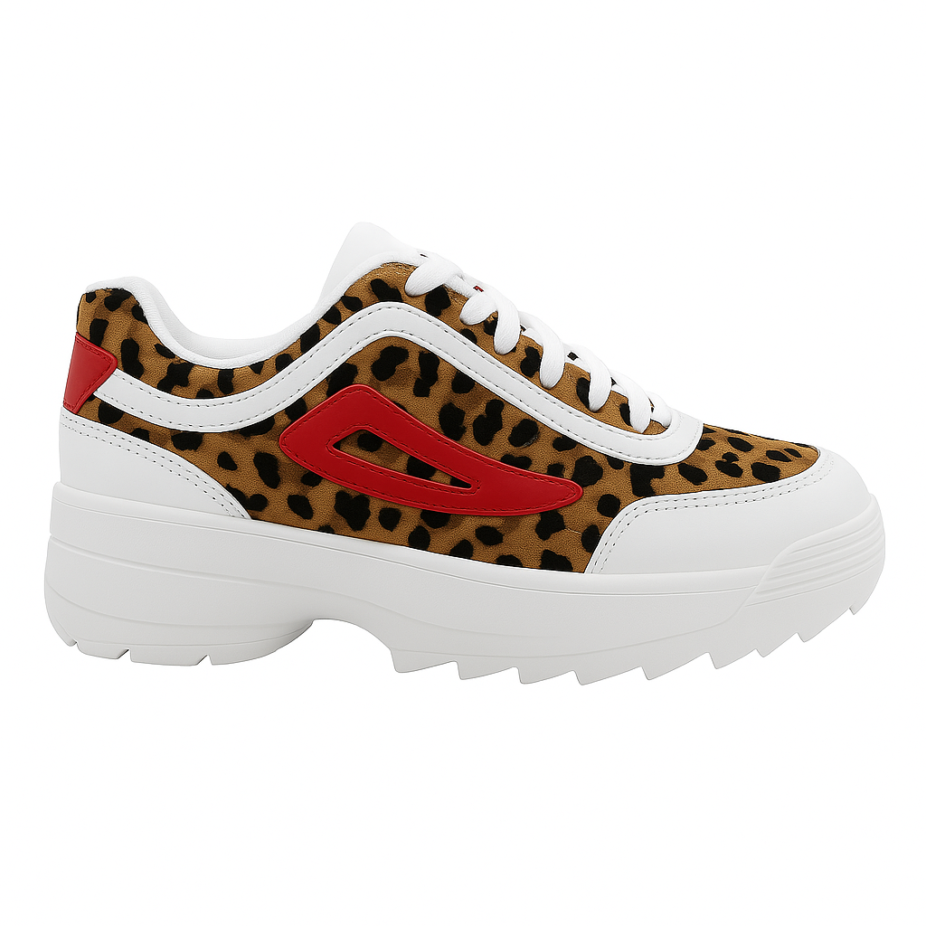 Dame sneakers chunky hvid/leopard - 37