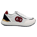 Hvid dame sneaker med rød CC logo, gulddetaljer og sort kant