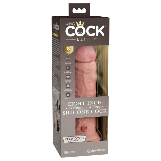 King Cock Elite 8" Vibrating Dual Density Strap On Compatible