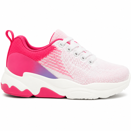 Lyserød damesneaker med pink detaljer og sporty sål