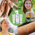 Collage med Forever Aloe Scrub, Aloe First og Aloe Vera Gelly