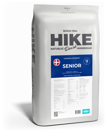 Hike Senior 12 kg tørfoder til den ældre hunde typisk over 7 år