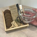 Komplet dyrk selv-kasse til mikrogrønt med glasskål, fem frøposer, Coco-mix, forstøver og saks