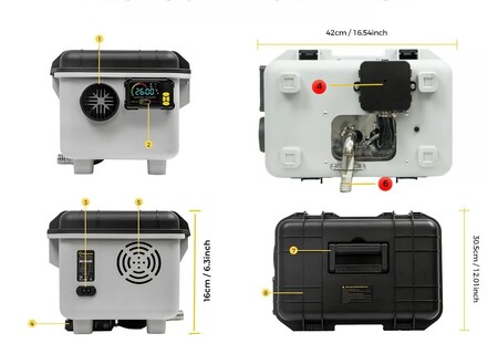 Sunster TB30 ToolBox dieselfyr – kompakt 8 kW kinafyr med indbygget brændstoftank og LCD-display