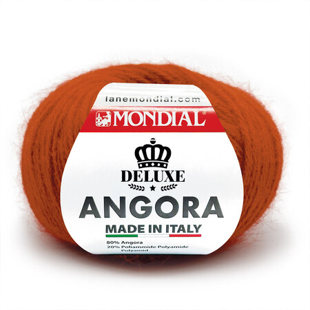 garnnoegle i angora fra mondial i farven brændt orange 726