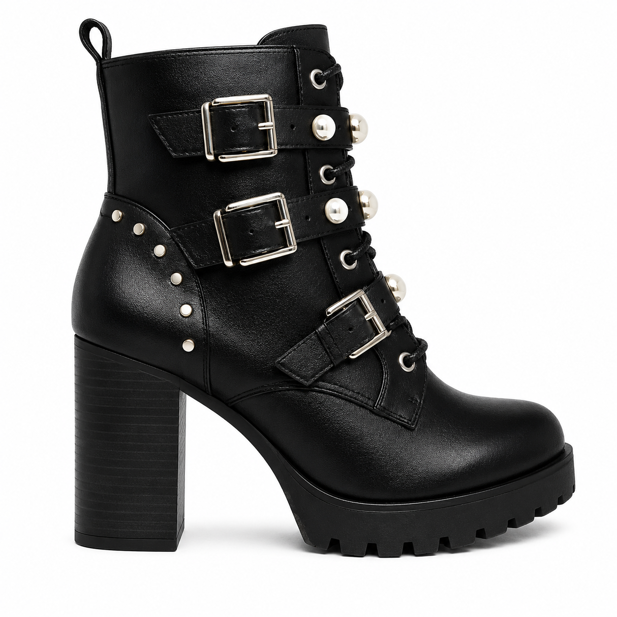 Noira Pearl Buckle Heel Boot - 37