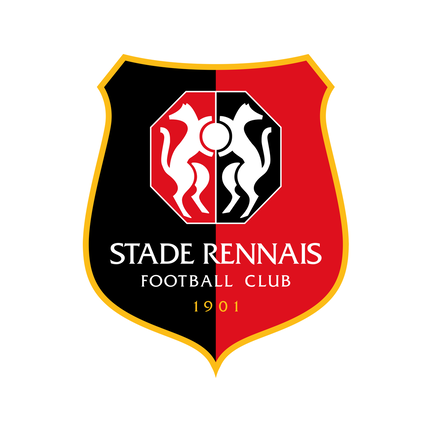 Stade Rennais FC klublogo på hvid baggrund til rundt sukkerprint og kageprint Ø2–28 cm