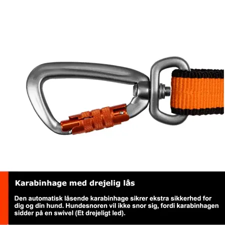 Non-stop dogwear Bungee Leash kommer med en Karabinhage med drejelig lås