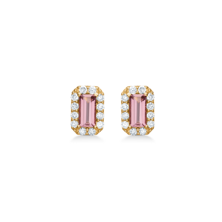 INDIGO øreringe i 14 karat guld med pink turmalin og 0,12 ct.W.SI brillanter.