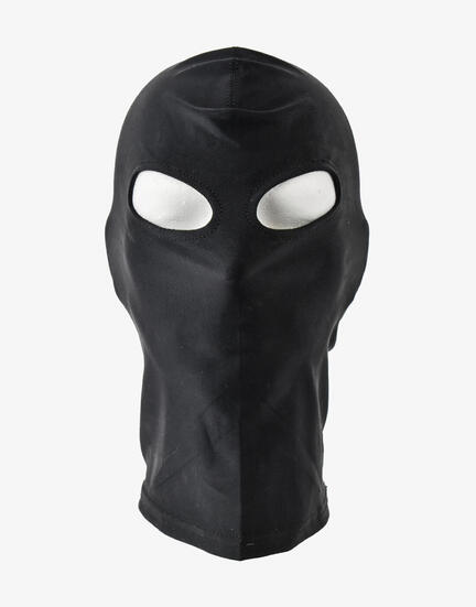 Fetish maske i sort elastisk stof med åbninger til øjnene – perfekt til bondage og dominans