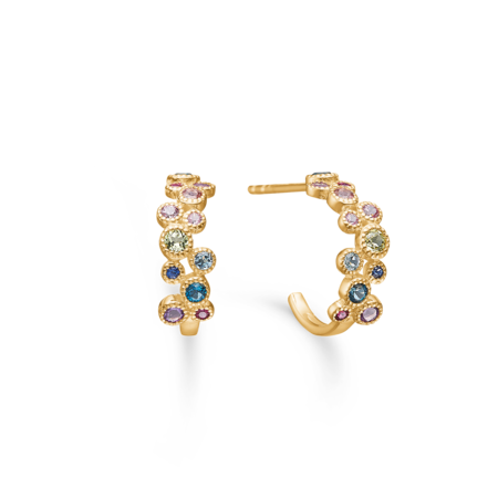LUXURY RAINBOW PETITE earrings in 14 karat gold with brilliant-cut gemstones.