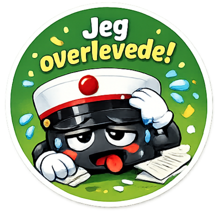 Sjovt studenter sukkerprint med teksten Jeg overlevede til cupcakes, cookies og studenterkager