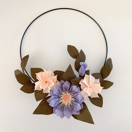 crepepapir blomster ring lilla lyserød