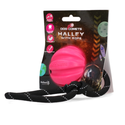Dog Comets Ball Halley med Reb, Pink Ø6cm