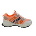 Chunky sneaker i orange og hvid med sort/blå detaljer og kraftig sål