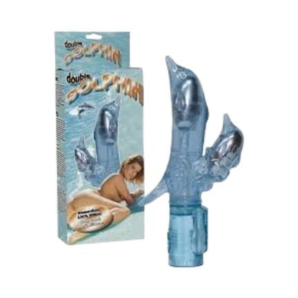 Double Dolphin Vibrator med roterende skaft og klitorisstimulator