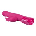 Rabbit vibrator med stød og vibration – pink rabbit dildo med struktureret skaft og klitorisstimulator.