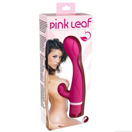 Vibrator i silkeblød silikone med bladlignende stimulusstruktur og integreret klitorisarm