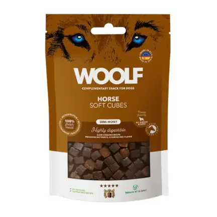 WOOLF Semi-Moist Soft Cubes Horse | Bløde Hundegodbidder med Hest