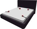 Black and red wrist and ankle bed restraint with adjustable straps