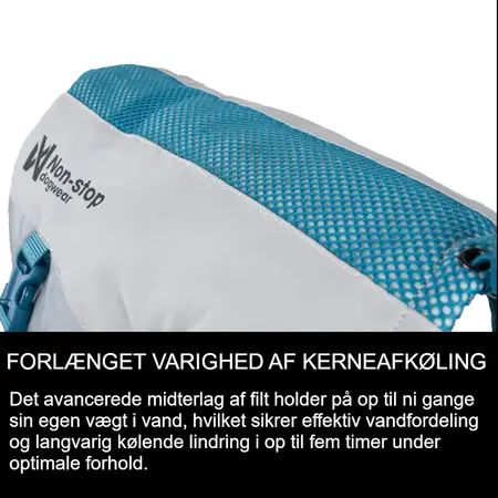 Non-stop Dogwear Cooling Vest med avanceret filtlag, der holder på vandet og giver langvarig kerneafkøling til hunde i op til 5 timer under optimale forhold.