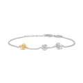 Fleur bracelet in 925 sterling silver with 14-carat gold and 0.012 ct. brilliant-cut diamonds, W.SI.