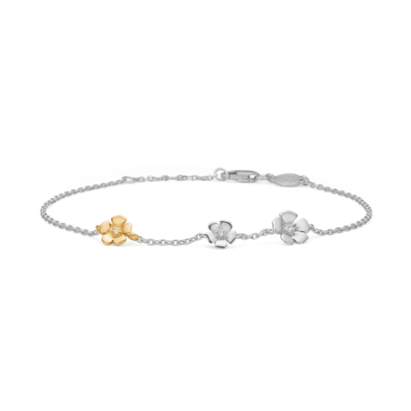 Fleur armbånd i 925 sterlingsølv med 14 karat guld og 0,012 ct. brillantslebne diamanter W.SI.