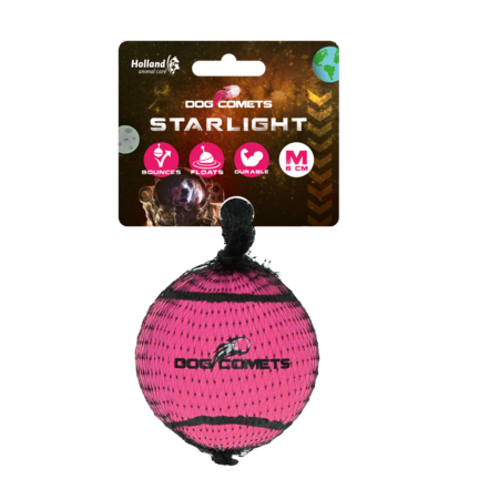 Dog Comets Starlight Tennisbold - M, Ø6cm, 80g, pink