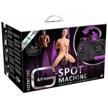Roterende sexmaskine – sort model med blødt sæde og 3 udskiftelige vibratorer til ham og hende