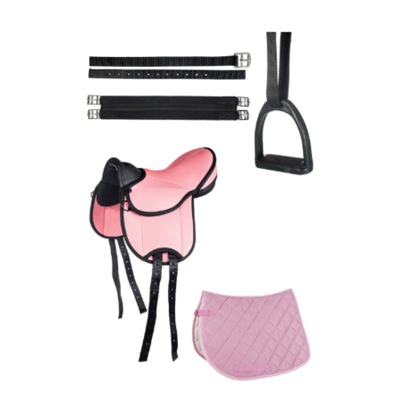 lyserød ponypude sadel til shetland og pony