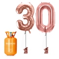 Rose gold ballontal med helium - 30 års balloner med helium